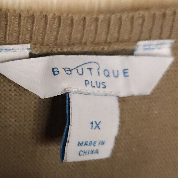 Boutique Womens Plus Tan Dolman Sleeve Sweater 1X - Picture 5 of 7